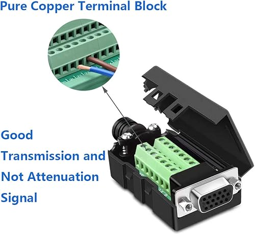 Miniatura 10 de 10 unids VGA DB15 3 filas macho hembra conector rápido sin soldadura, 3+9 D-SUB 15 pin puerto terminal Breakout conector Junta con caja accesorios