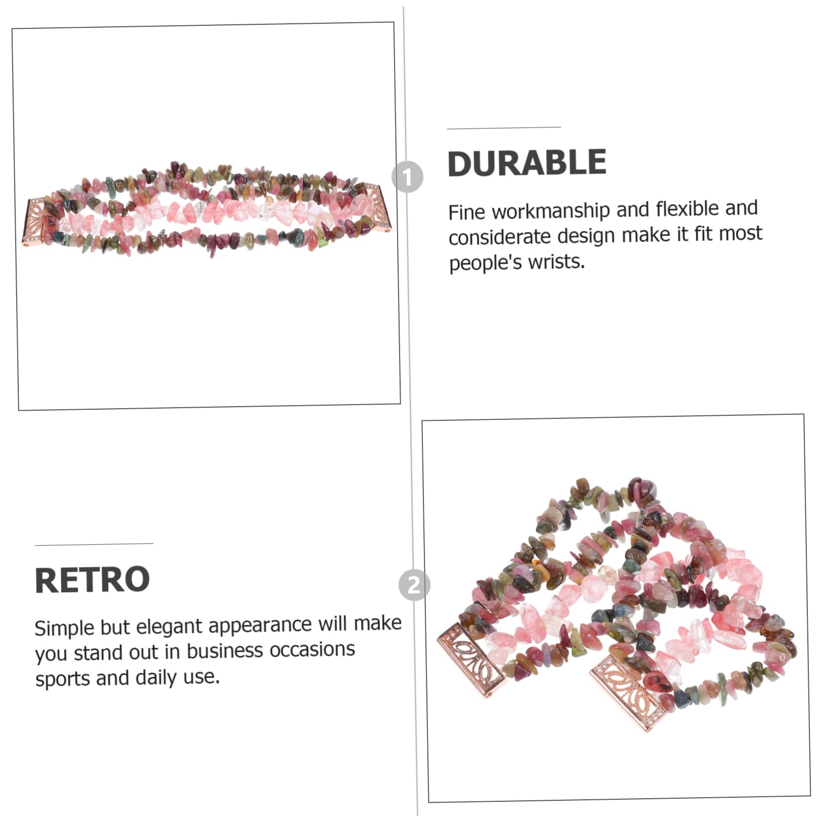 PartyKindom 2 Pezzi Cinturino Elastico Telaio Braccialetti Tribali Cinturino Elastico Cinturino A Sgancio Rapido Cinturino Per Braccialetto Pietra Naturale Cristallo