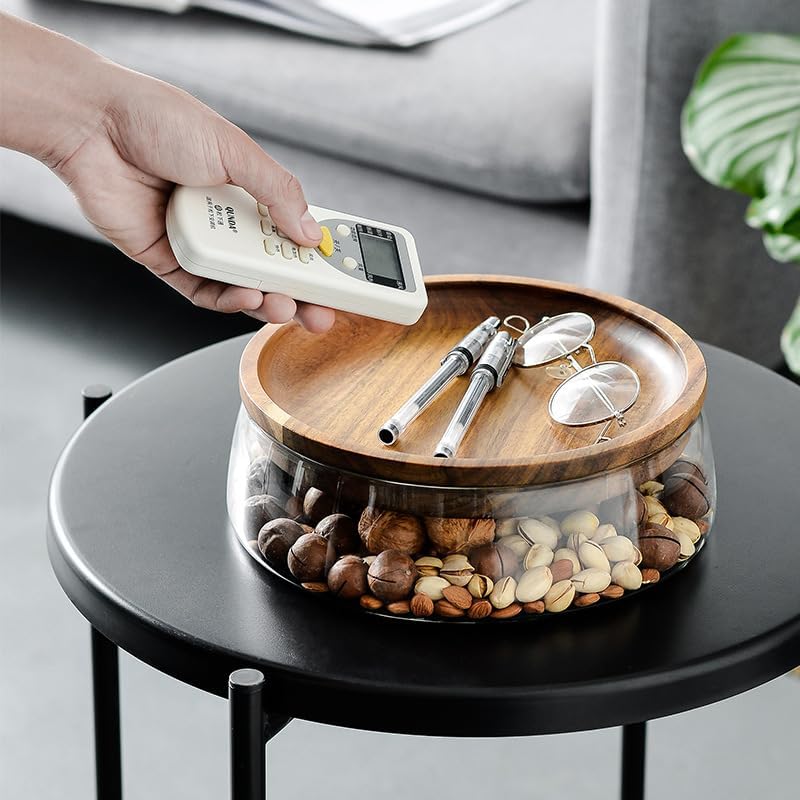 Creative Glass Food Storage Containers with Wooden Lid Kitchen Snack Fruit Candy Nut Sundries Storage Organizer for Kitchen