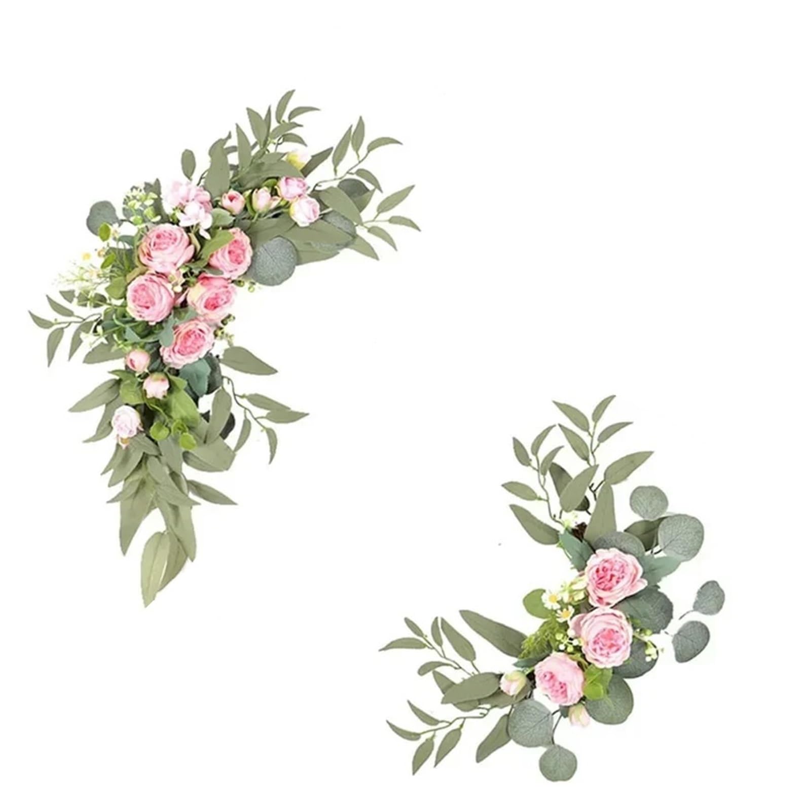 DSFIHJO Artificial Flower Vine 2Pcs Artificial Wedding Arch Flowers Kit Garlands Silk Peony Flower Swag Welcome Sign Floral For Ceremony Party(Pink)