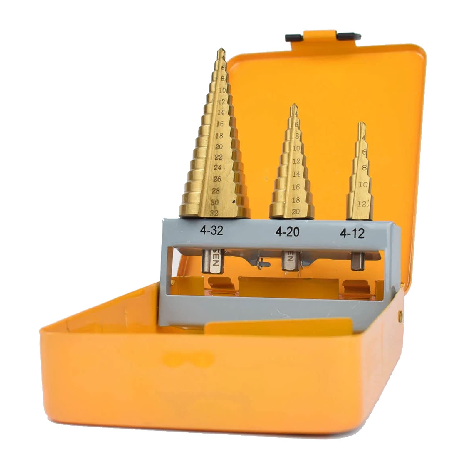 Tolsen - 3Pcs Titanium Coated Step Drill Bits Set,75878,