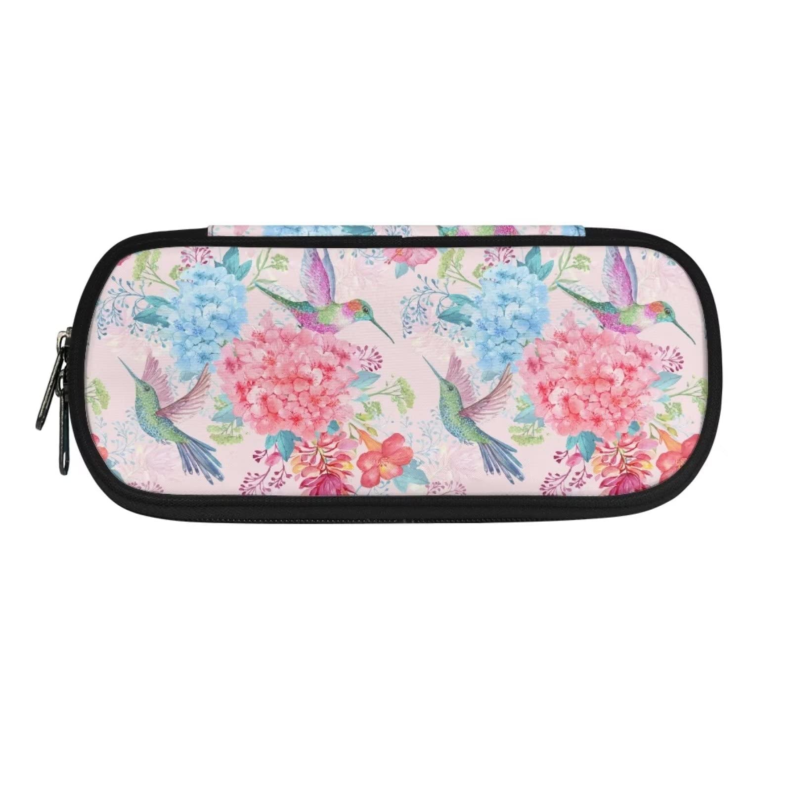 Showudesigns Hummingbird Flower Pen Pencil Case for Girls Women Pencil Bags Portable Cosmetic Bag for Work,Office,Travel Stationery Pouch Pink Purse — image 1