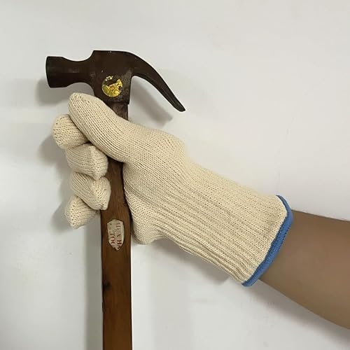 JZK 1 Paar Robuste hitzebeständig groß Ofenhandschuhe mit Fingern dick gestrickte Baumwollhandschuhe für Heißluftfritteuse, grillhandschuhe Gartenhandschuhe für Herren Küchenhandschuhe