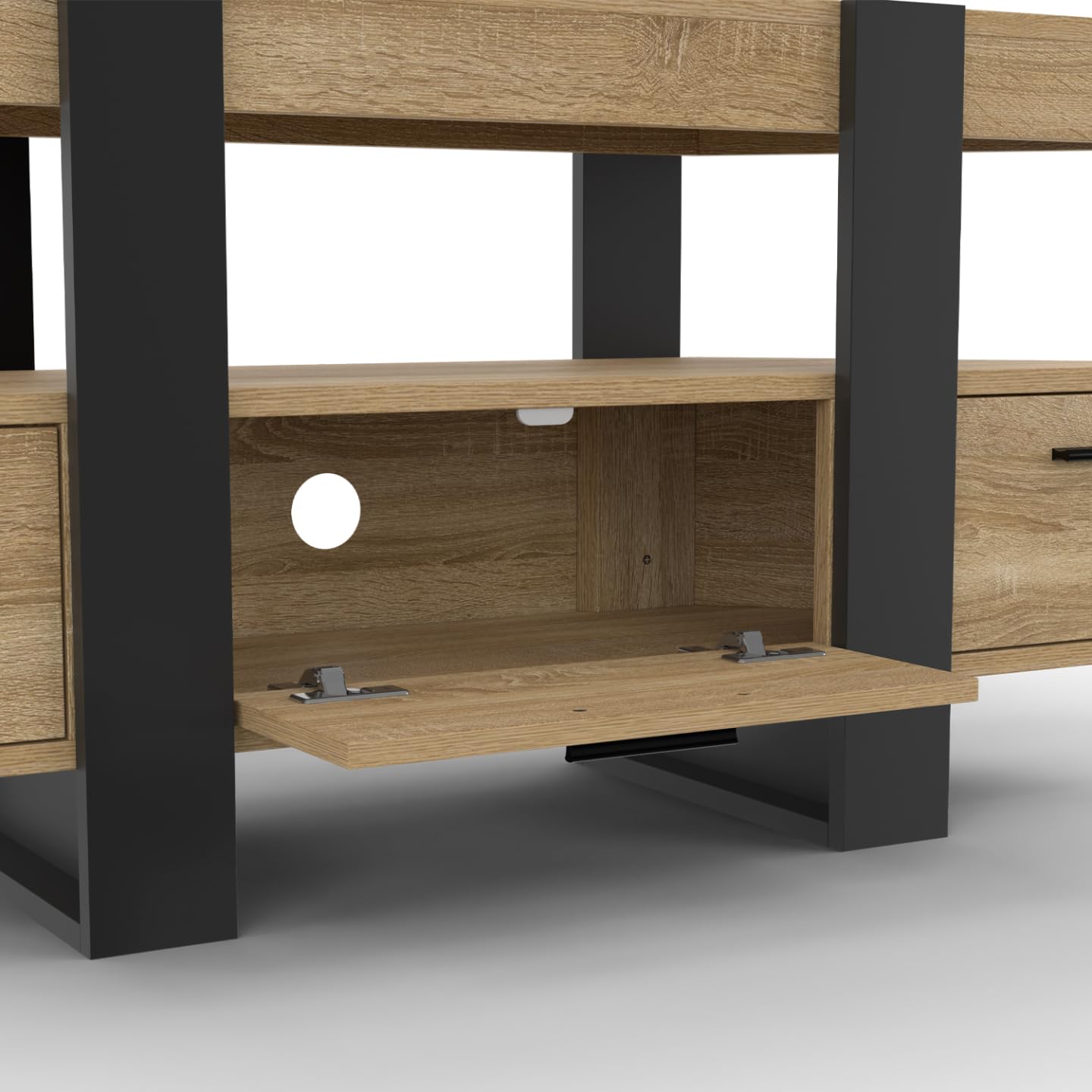 IDMarket Phoenix - Mueble para TV (110 cm, esquinero con cajón, madera y negro), color negro