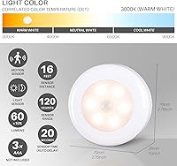 Vista 4 de STAR-SPANGLED Paquete de 6 luces con sensor de movimiento de 2.8 pulgadas para interiores, funciona con pilas AAA, luz LED para pegar en escaleras