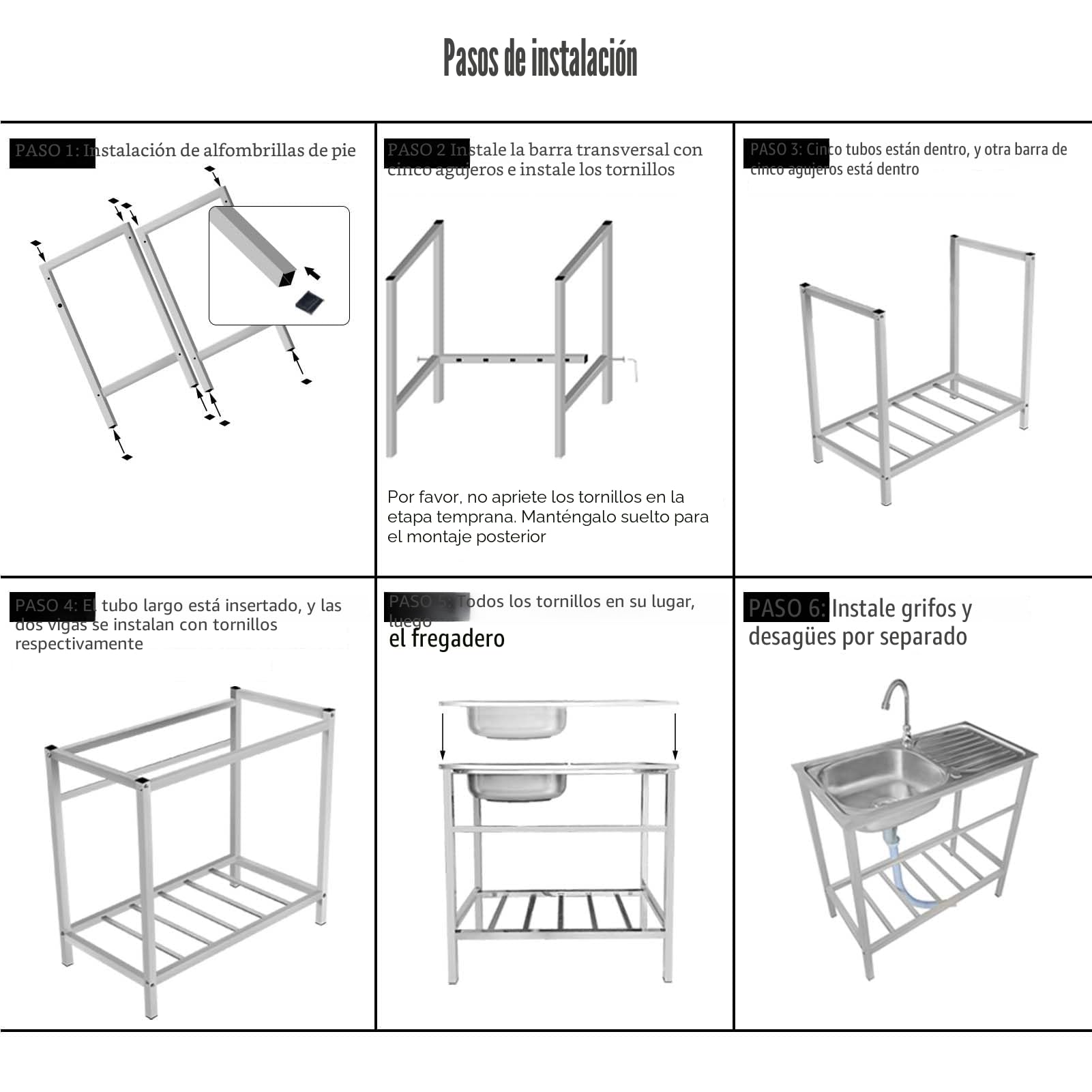 Fregadero De Cocina con Patas Exterior Jardin Mueble Fregadero De Acero Inoxidable Portatil Lavamanos Industriales con Grifo Estante Y Escurridor Pila De Lavar para Jardin Camping Garaje Comercial
