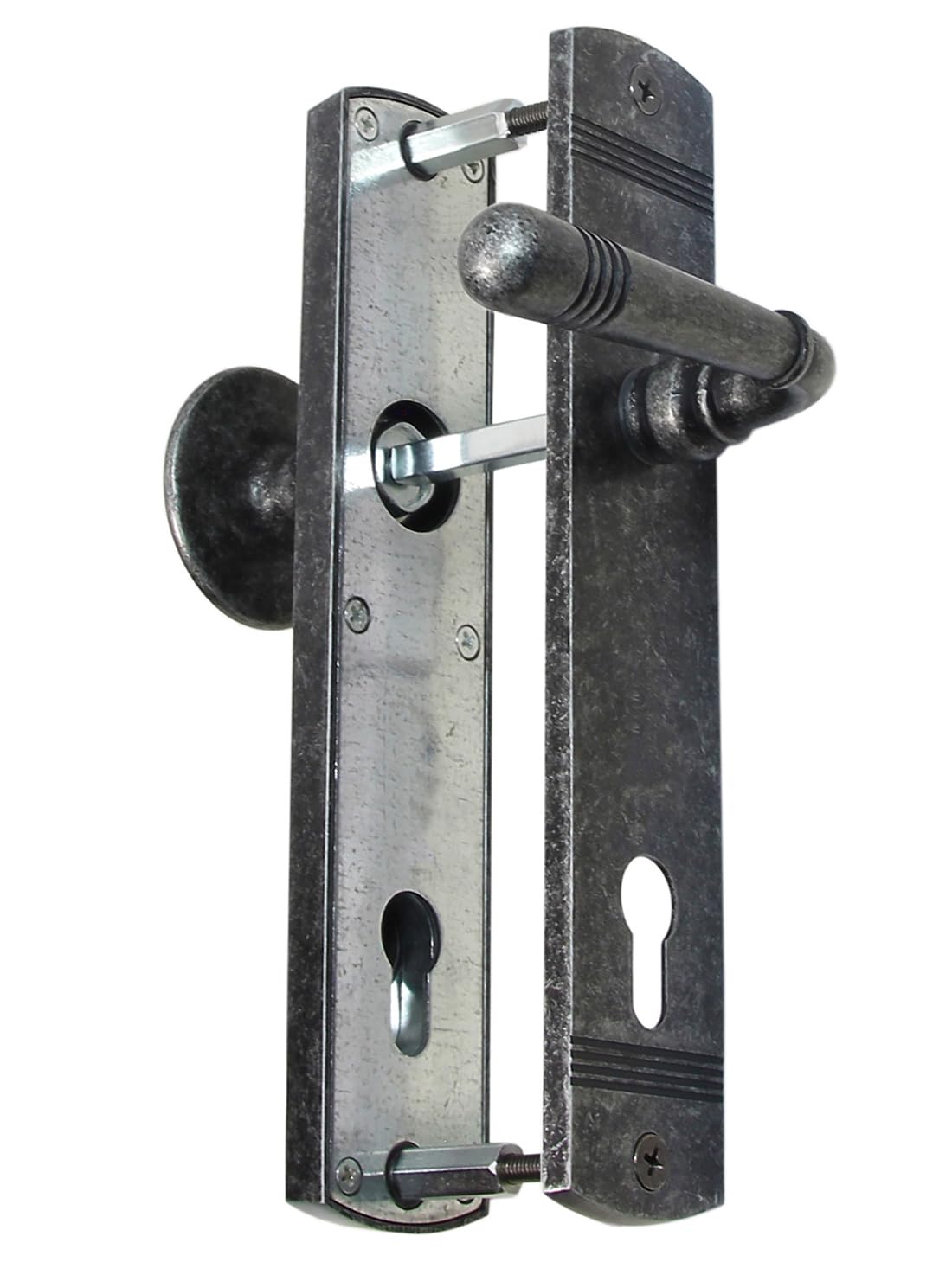 Haustür Schutzbeschlag Helena LS Antik Grau HS 92 mm mit Knauf - ZA