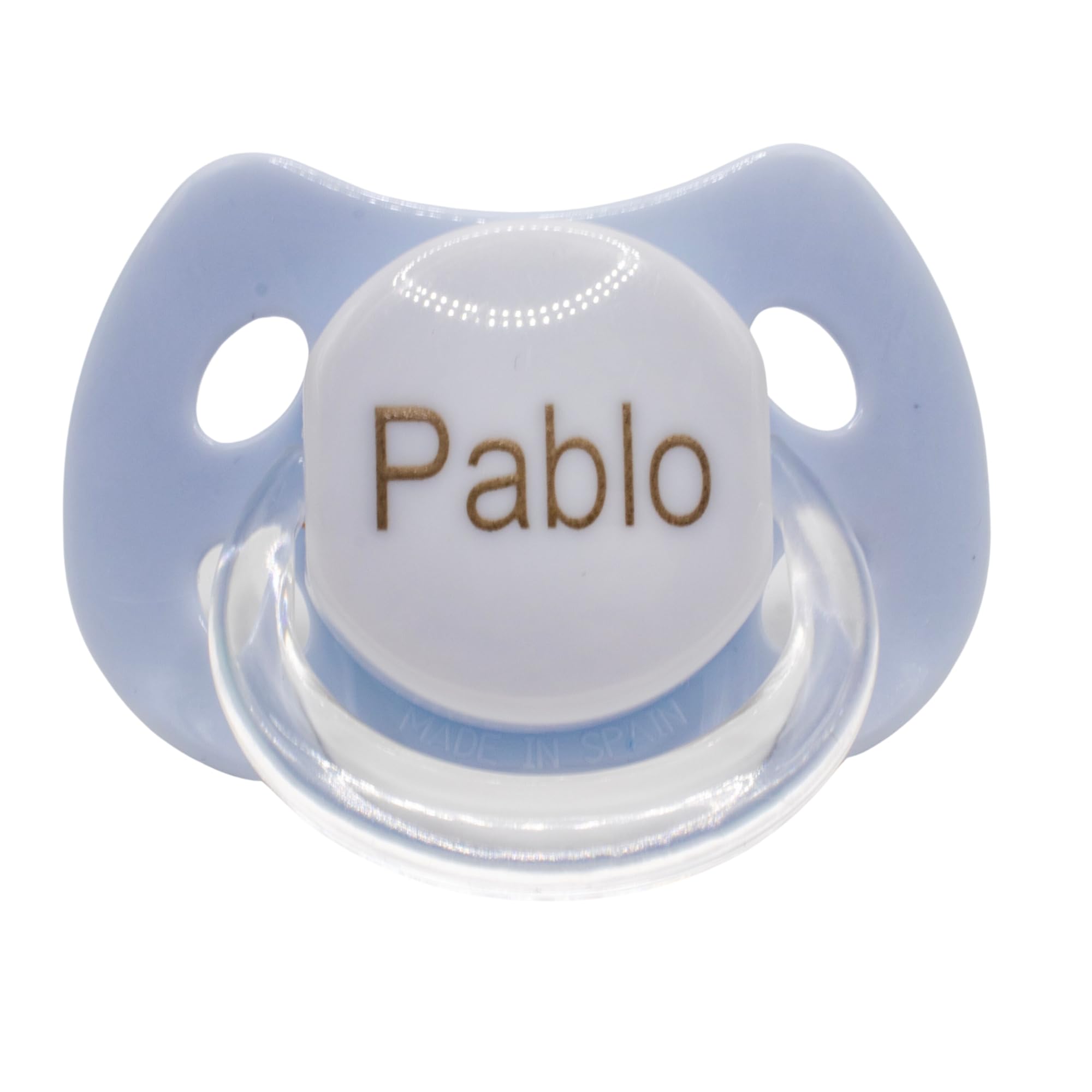 Regalos para Bebes Recien Nacidos Personalizado | Bandeja con Chupetes y Baberos Personalizados | 3 a 6 Meses (Azul) | BebeDeParis