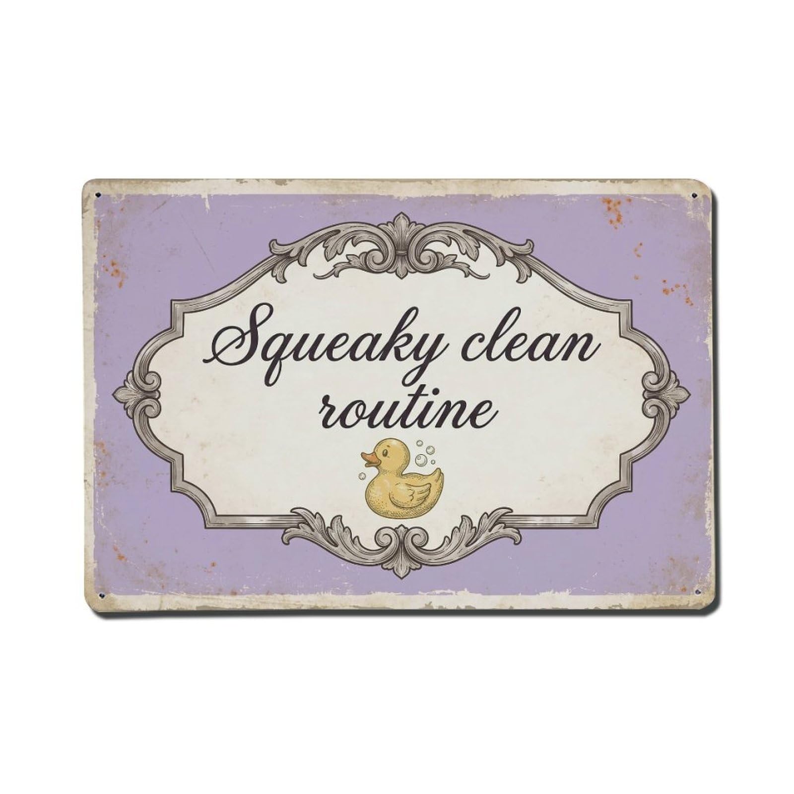 Olhnbad Style Squeaky Clean Routine Hand Washing Quote Metal Tin Sign