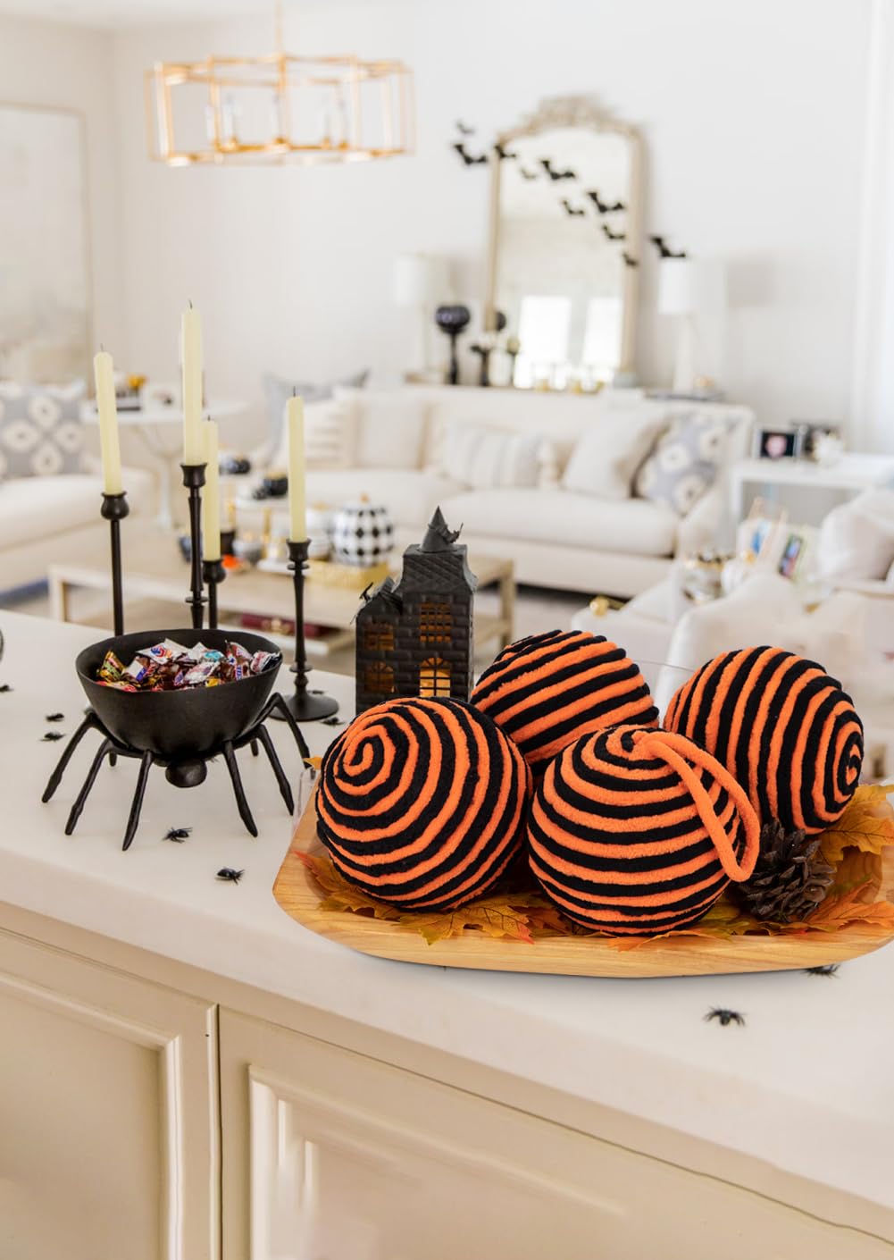 Oairse 10cm Black Orange Christmas Baubles Ornament - Image 3