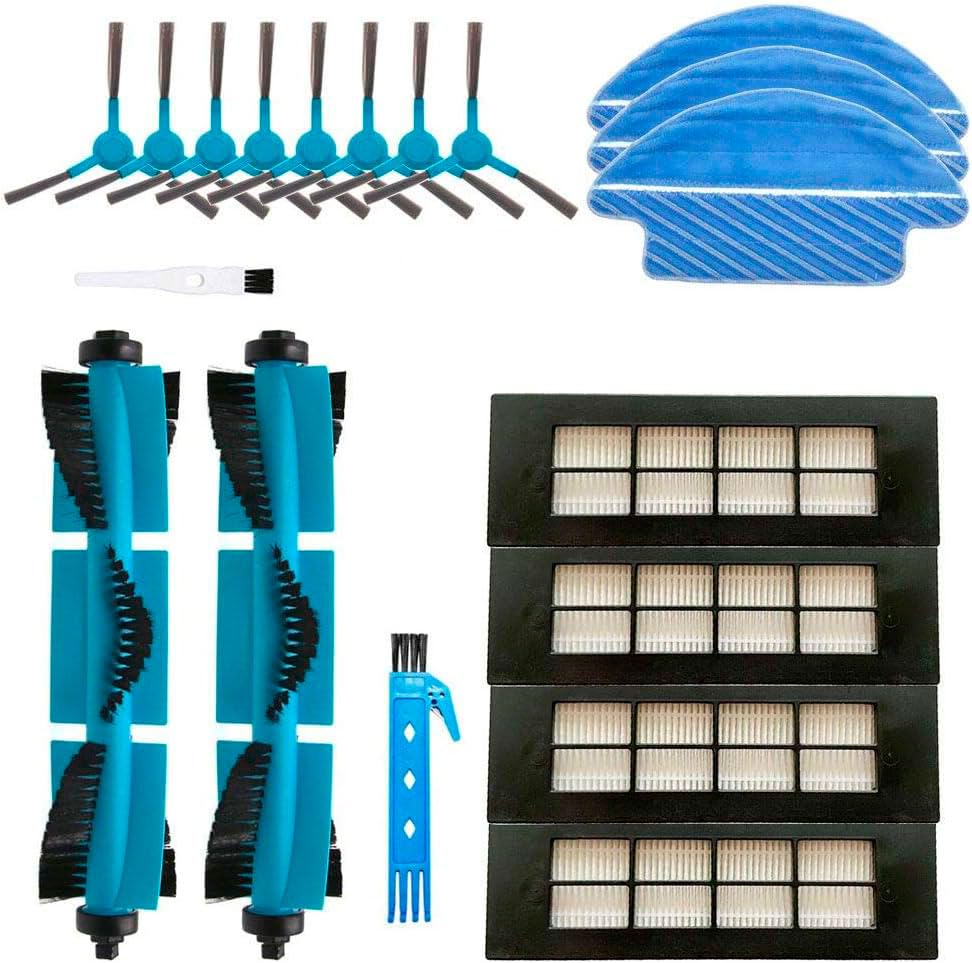 Recamania Kit de Recambios Cecotec Conga 3090: 4 Filtros HEPA Conga 3090, 8 Cepillos Laterales y 2 Principales, 3 Mopas, 2 Cepi. limpieza