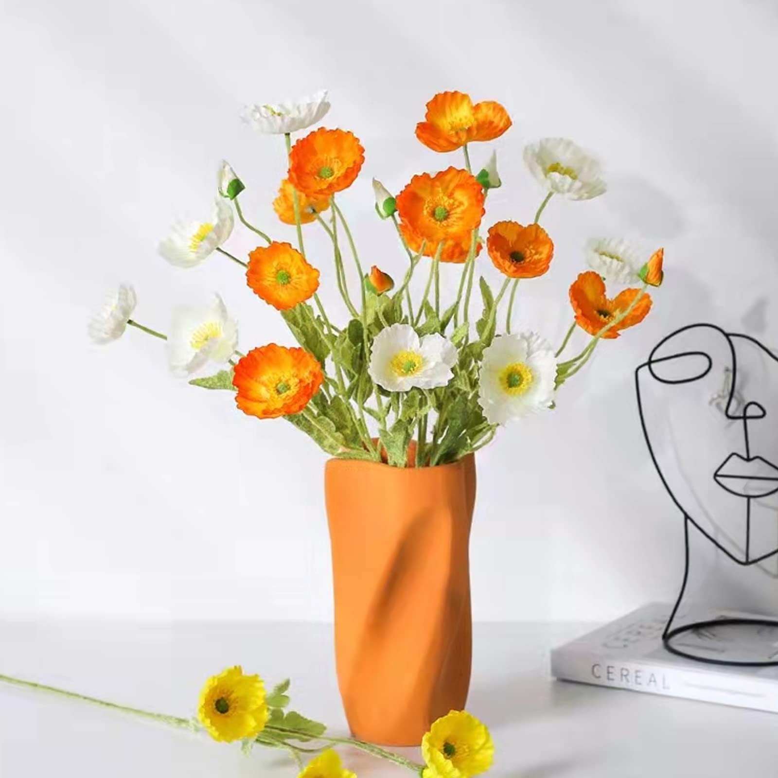 ポピーのウォールフラワー】造花 花束 オレンジ・黄色・白の