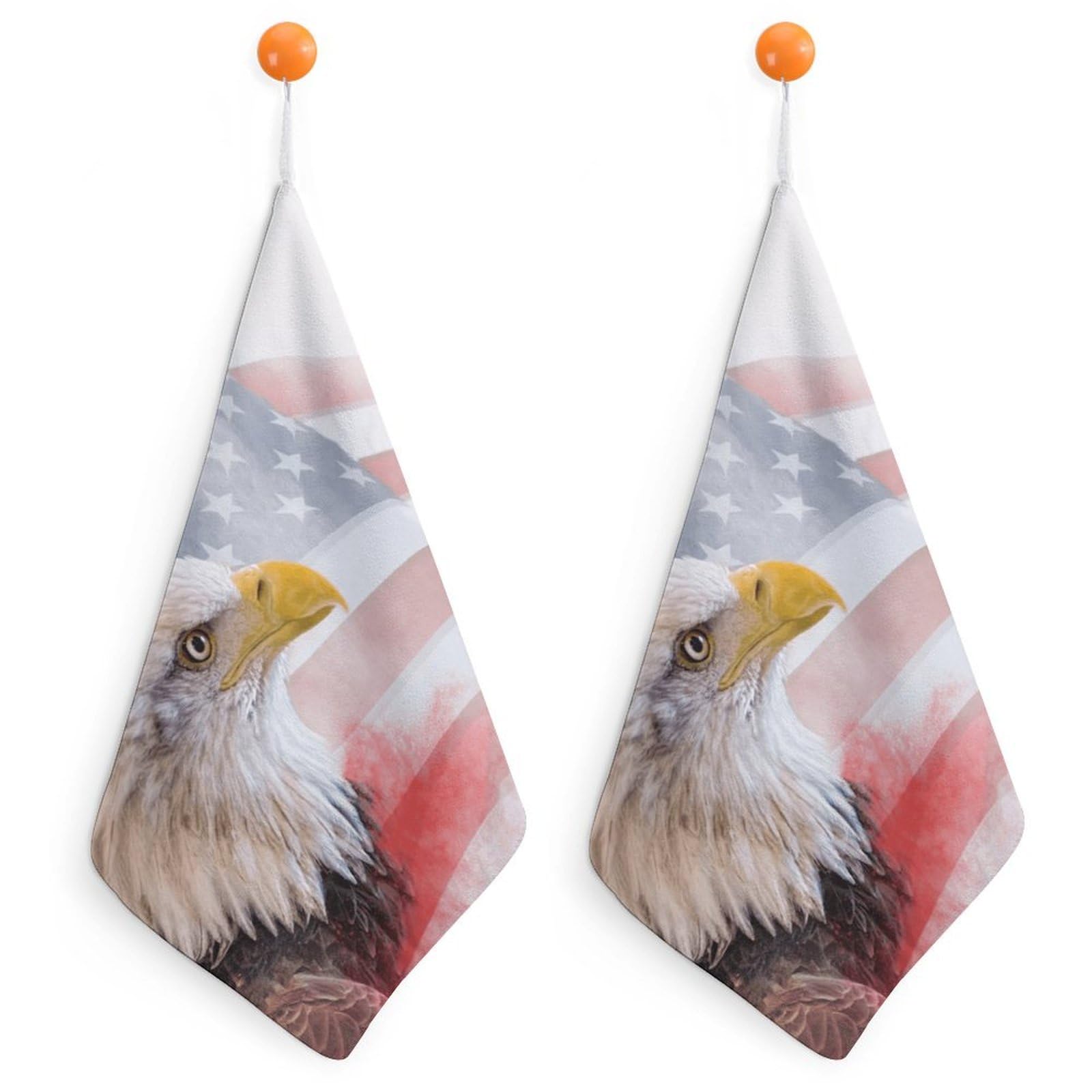 TXFBTRFSA Am-ericans Bald Ea-gles Flag Hand Towels with Hanging Loop Kitchen Towel Handkerchiefs Cleaning Cloths