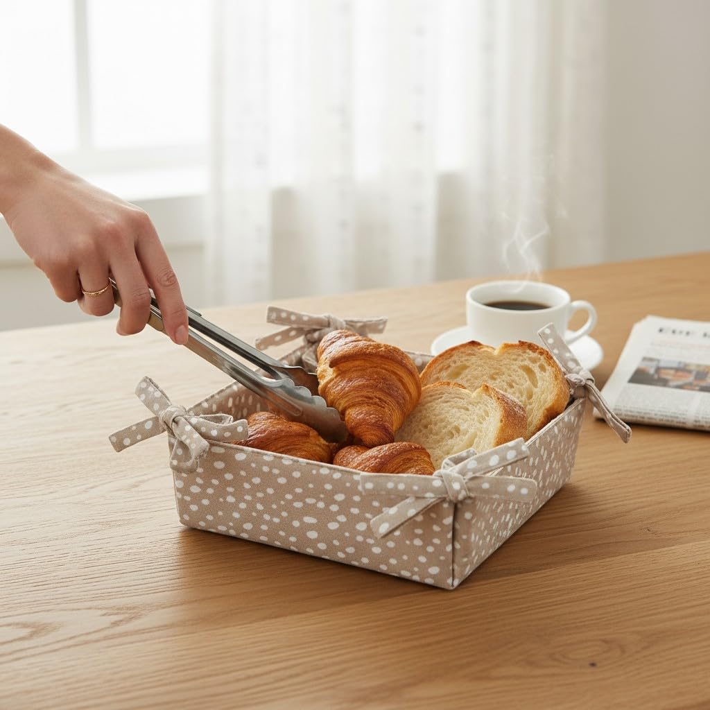 Sintra Recycled Cotton Spotted Bread Basket - Stone