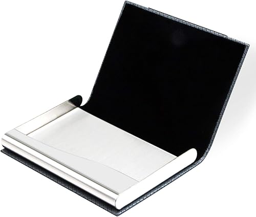 Miniatura 5 de Tarjetero de lujo para tarjetas de presentación, de piel sintética y acero inoxidable, soporte para varias tarjetas negocio, tarjetas de crédito,