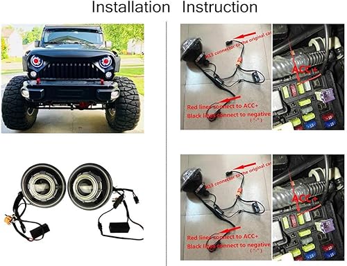 Miniatura 6 de Proyectores LED Demon Eye de 7 pulgadas, faros delanteros redondos de 35 W con anillos de halo de ángulo para Wrangler JK 2007-2018 aprobado por DOT