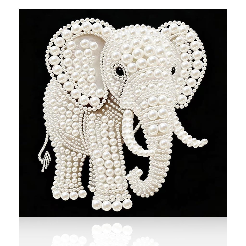 HASTHIP® 5D Elephant Pearl Diamond Painting Kit 11.8 X 11.8 in Wall Art