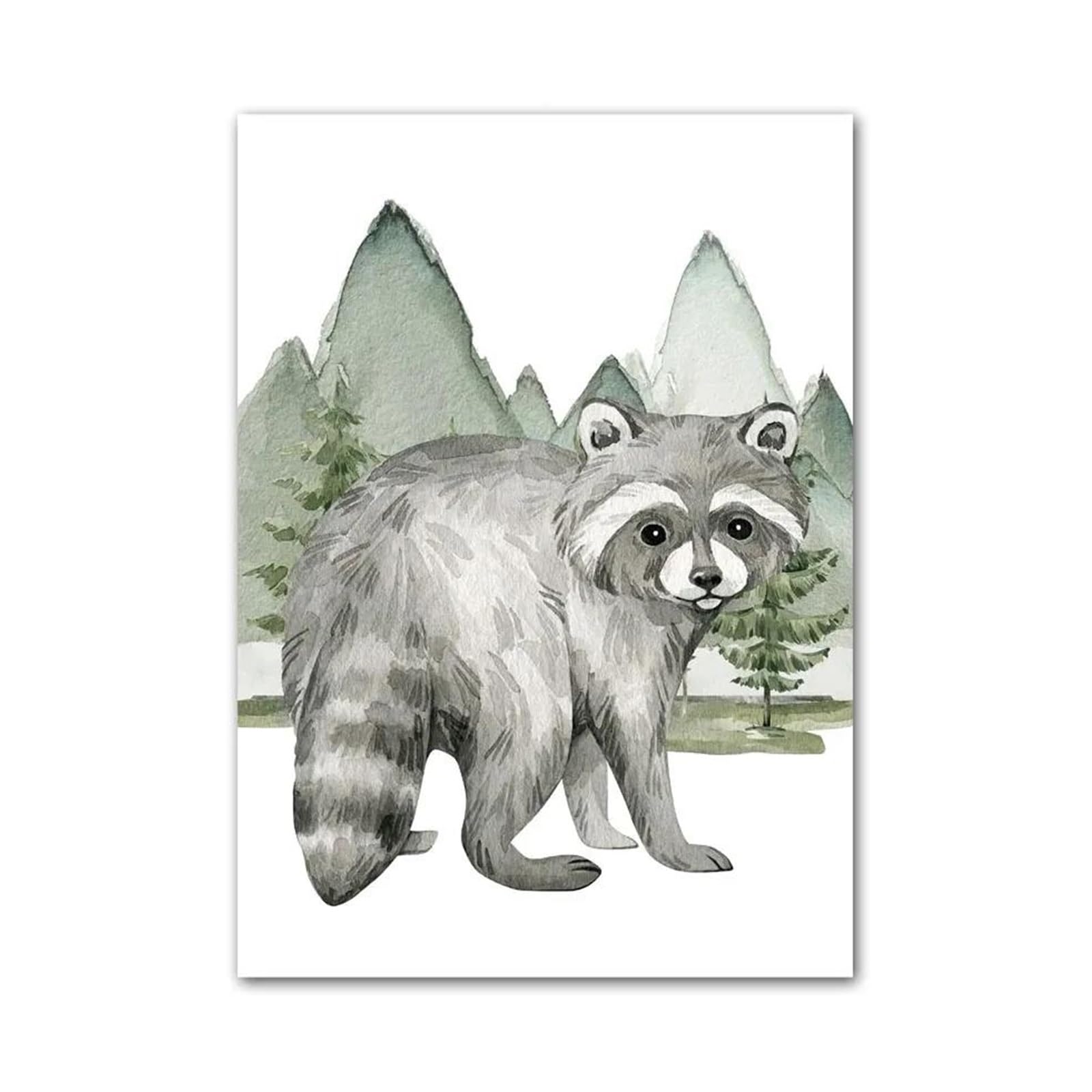 XENITE Wall Art Canvas Prints Bear Fox Rabbit Wolf Deer Raccoon Wall Art Canvas Painting No Frame Jungle Animal Posters Prints Picture Kids Room Decor(D,30x40cm)
