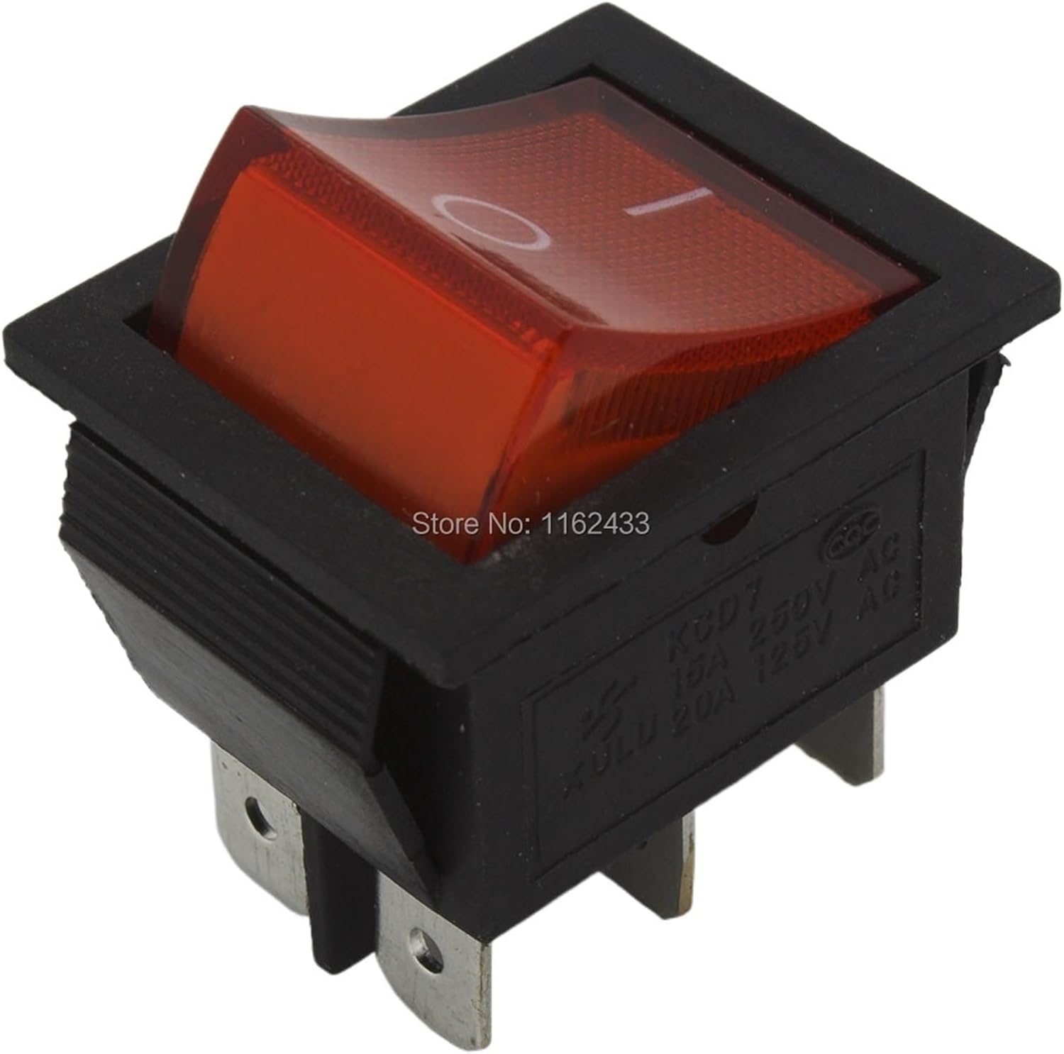 50pcs / Lot KCD7-202N Perforate 26 X 22 Mm 6 Pin ON - ON Boat Rocker Switch Power Switch with 220V Light(Rojo)