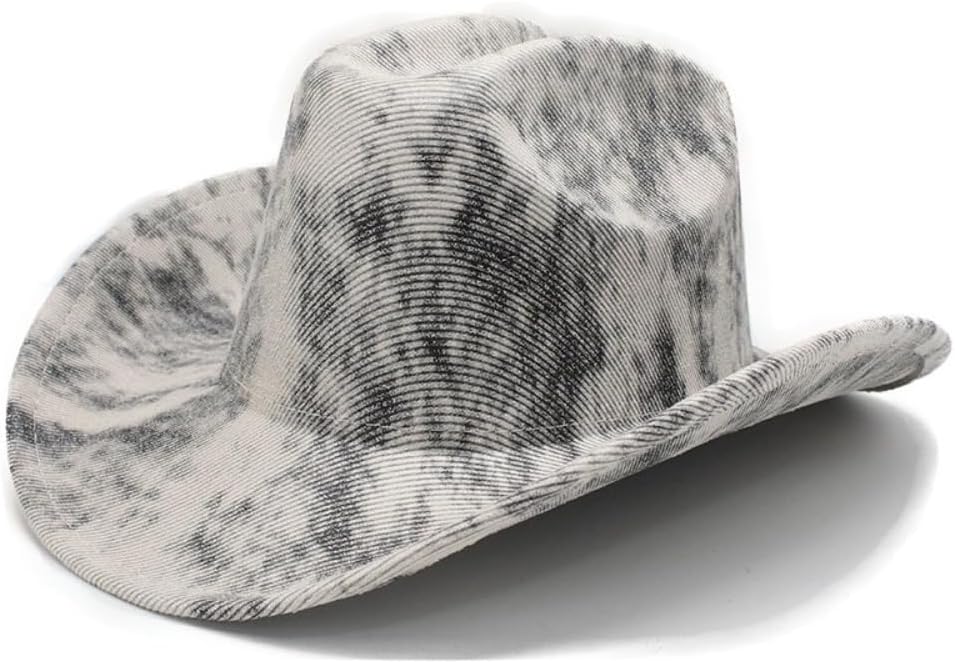 Western Cowboy Hat, Brown, Distressed Faux Leather Texture, Wide Brim Style