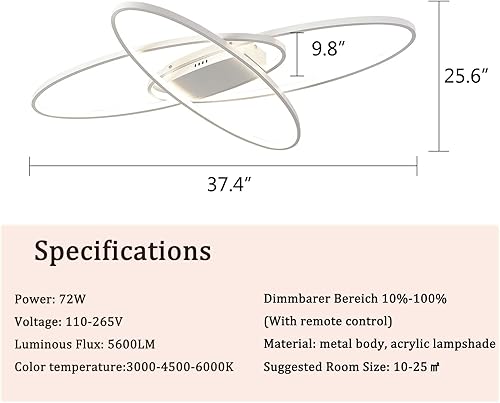 Miniatura 3 de Lámparas de techo LED modernas, lámpara de araña regulable negra, rectangular, con control remoto, lámpara de comedor, lámpara geométrica de montaje