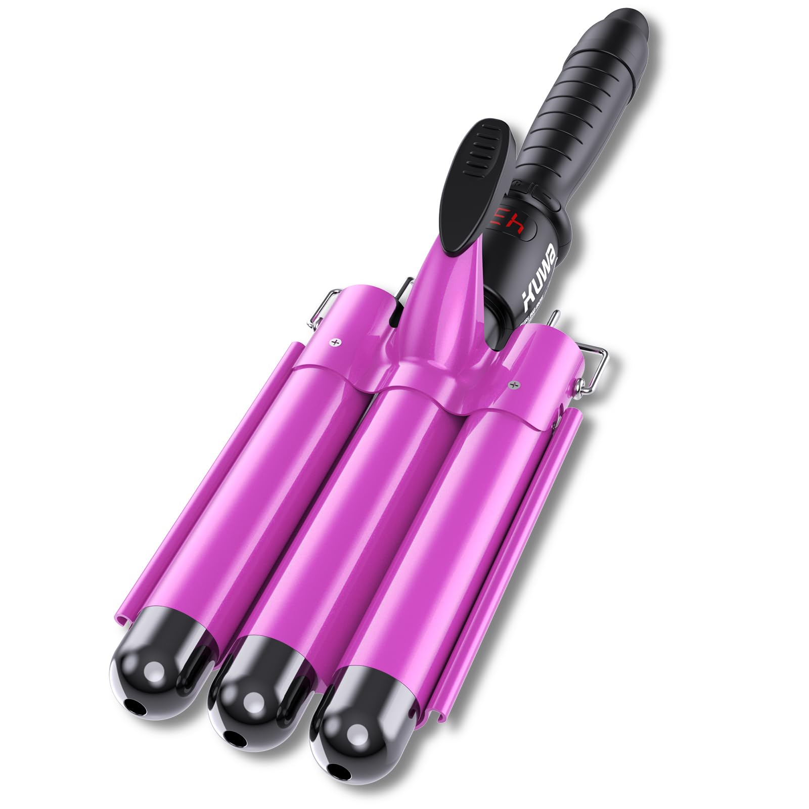 Photo 1 of 1 Inch Three Barrel Curling Iron,Fast Heating Hair Crimper for Women,Crimper Hair Tool with LCD Temperature Display,60 Min Auto-Off Hair Waver,Dual Voltage WaverHair Tool