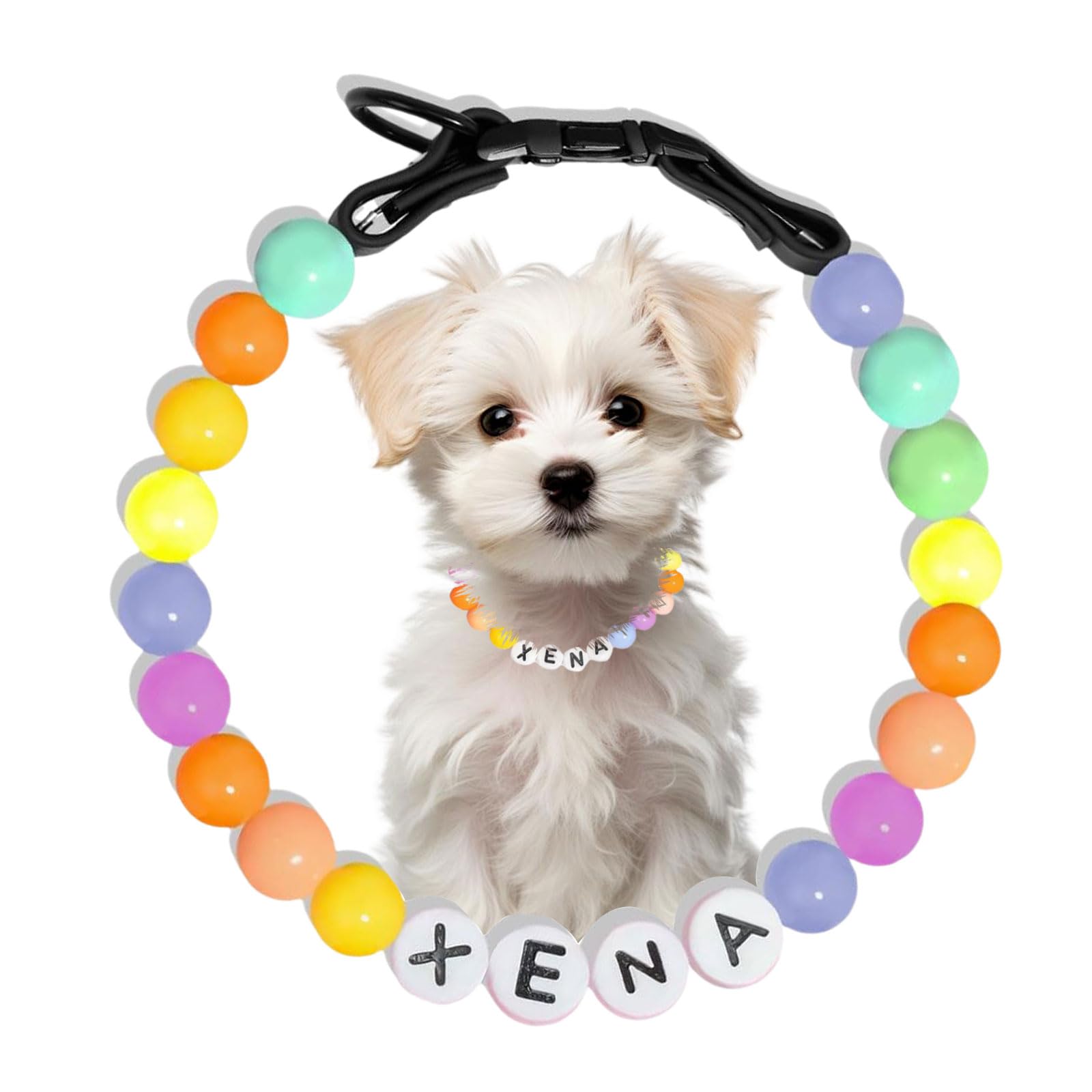 Uniqora Personalised Beaded Dog Collar,Custom Dog's Name Collar,Customized Dogs Beaded Necklace Collars with Buckle,Dog Cat ID Collars,Gifts for Pet (Style 2)