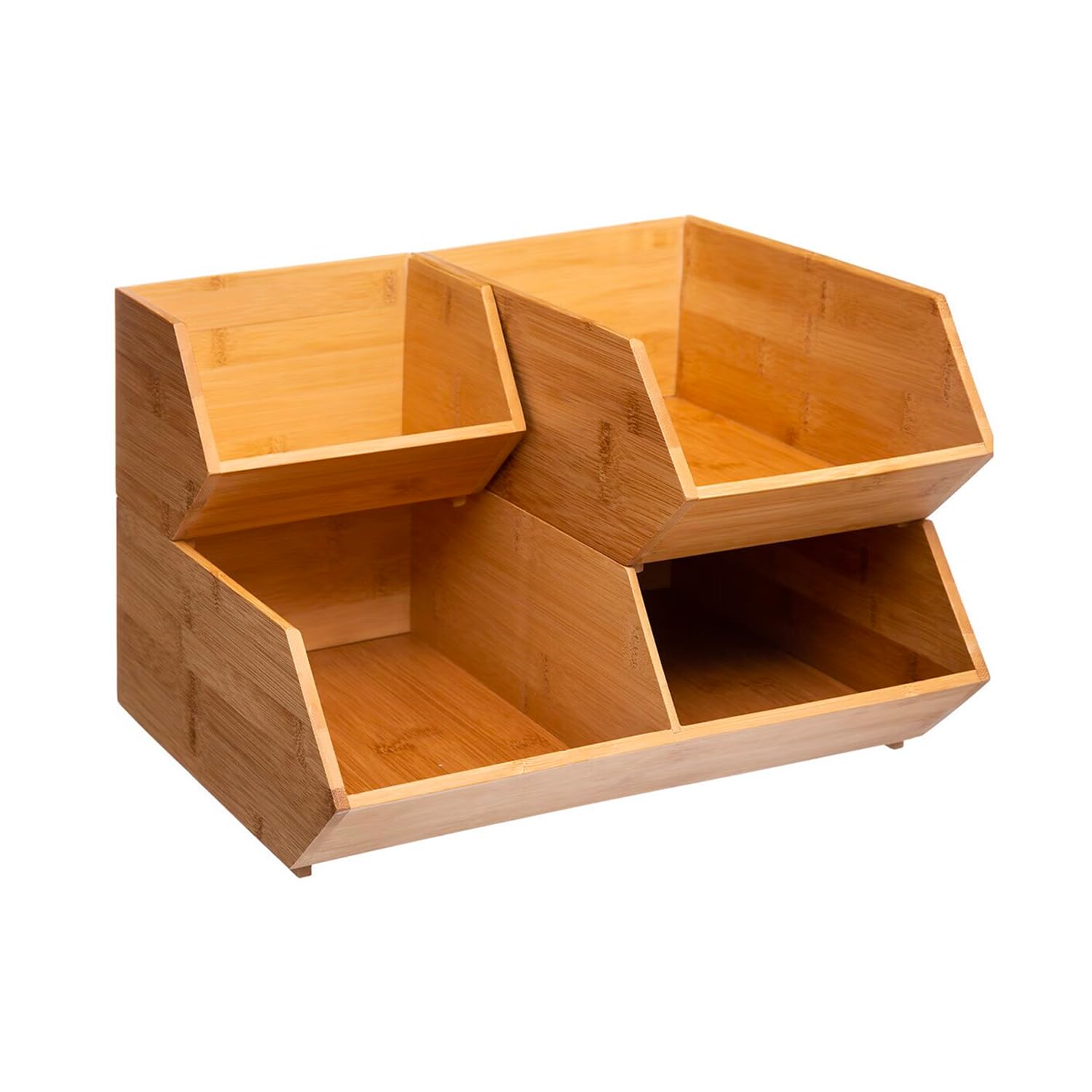 Organiseur En Bambou Wintem à 2 Compartiments - Rangement Épices, Ustensiles, Cosmétiques Pour Cuisine, Entrée Ou Salle De Bain - Gain De Place Naturel