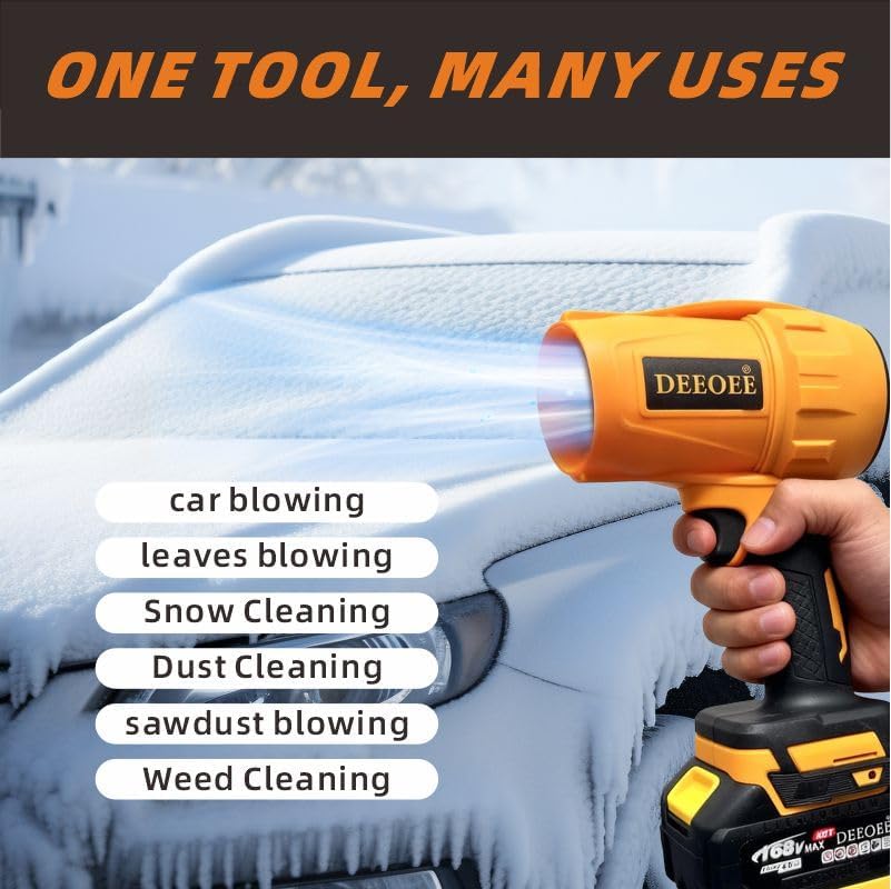 Handheld Leaf Blower, Portable Battery Powered, Colors: Yellow and Black