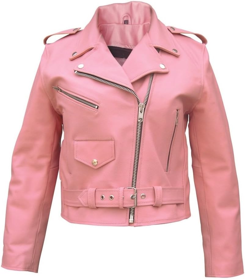 Allstate Leather Women's AL2120 Basic full cut Motorcycle jacket