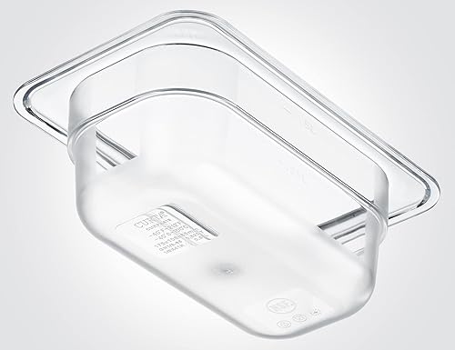 Vista 109 de CURTA Paquete de 6 bandejas de comida NSF, tamaño 1/6 de 2 1/2 pulgadas de profundidad, plástico de policarbonato comercial transparente apto