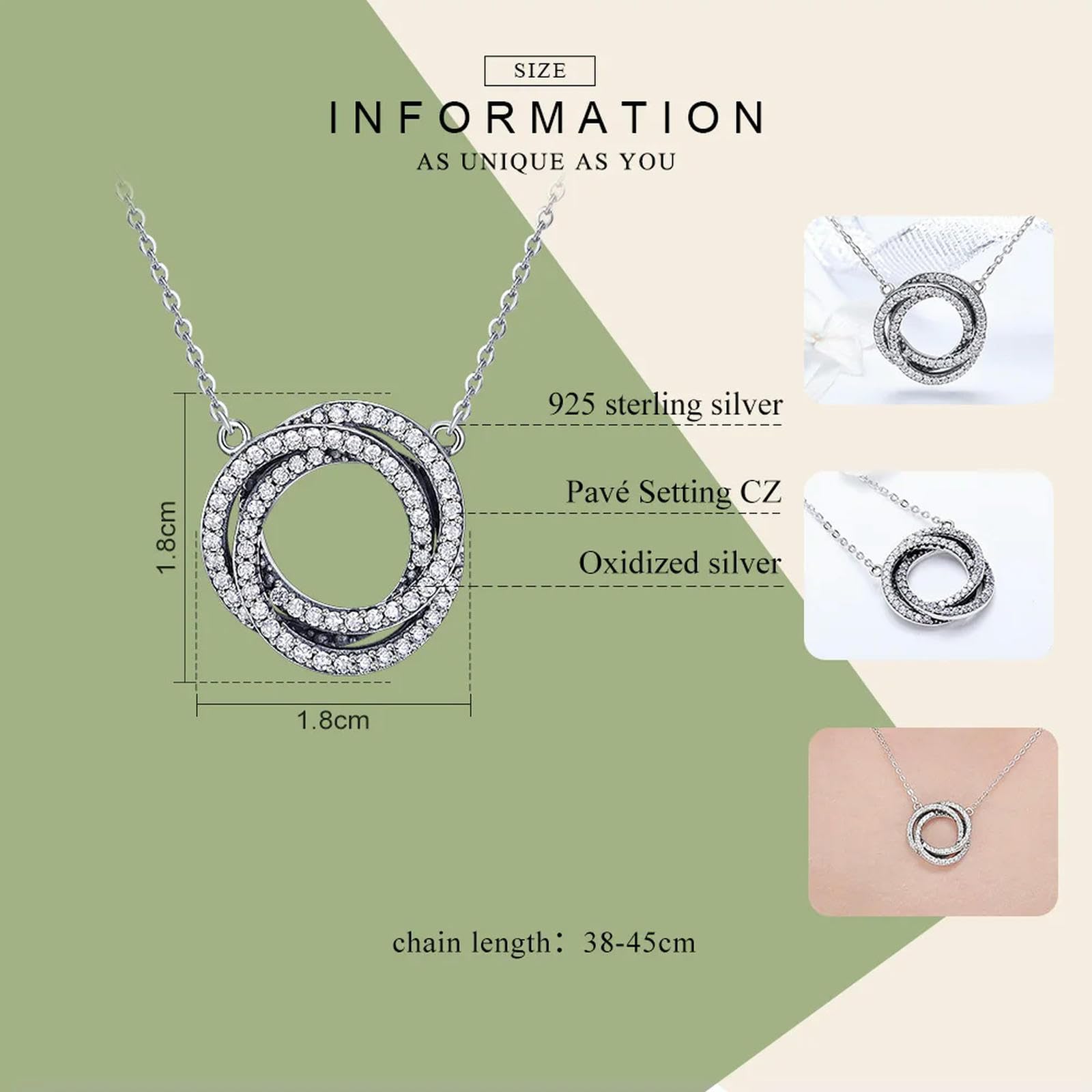 YXWYXWA 925 Minimalismo in Argento Sterling Geometrico Circolo impilato Collane a Sospensione per Donne Clear CZ Fine Jewelry SCN259