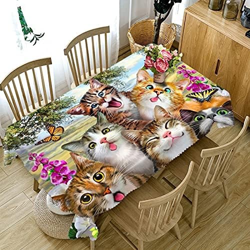 Miniatura 2 de 3D Kitten Tablecloth Sika Deer Pattern Tablecloth Pad Rectangular Tablecloth Home Kitchen Wedding Decoration De Table A1 140x160cm