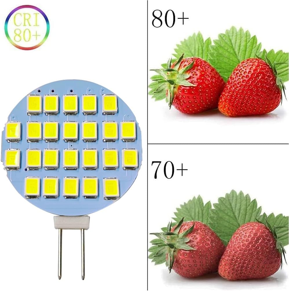 GRV G4 MR11 Bi-Pin 24-2835SMD LED Bulb Lamp 1.5W Super Bright Cool White 7000K RV Camper Under Cabinet Dome Light Dimmable DC12V Pack of 20