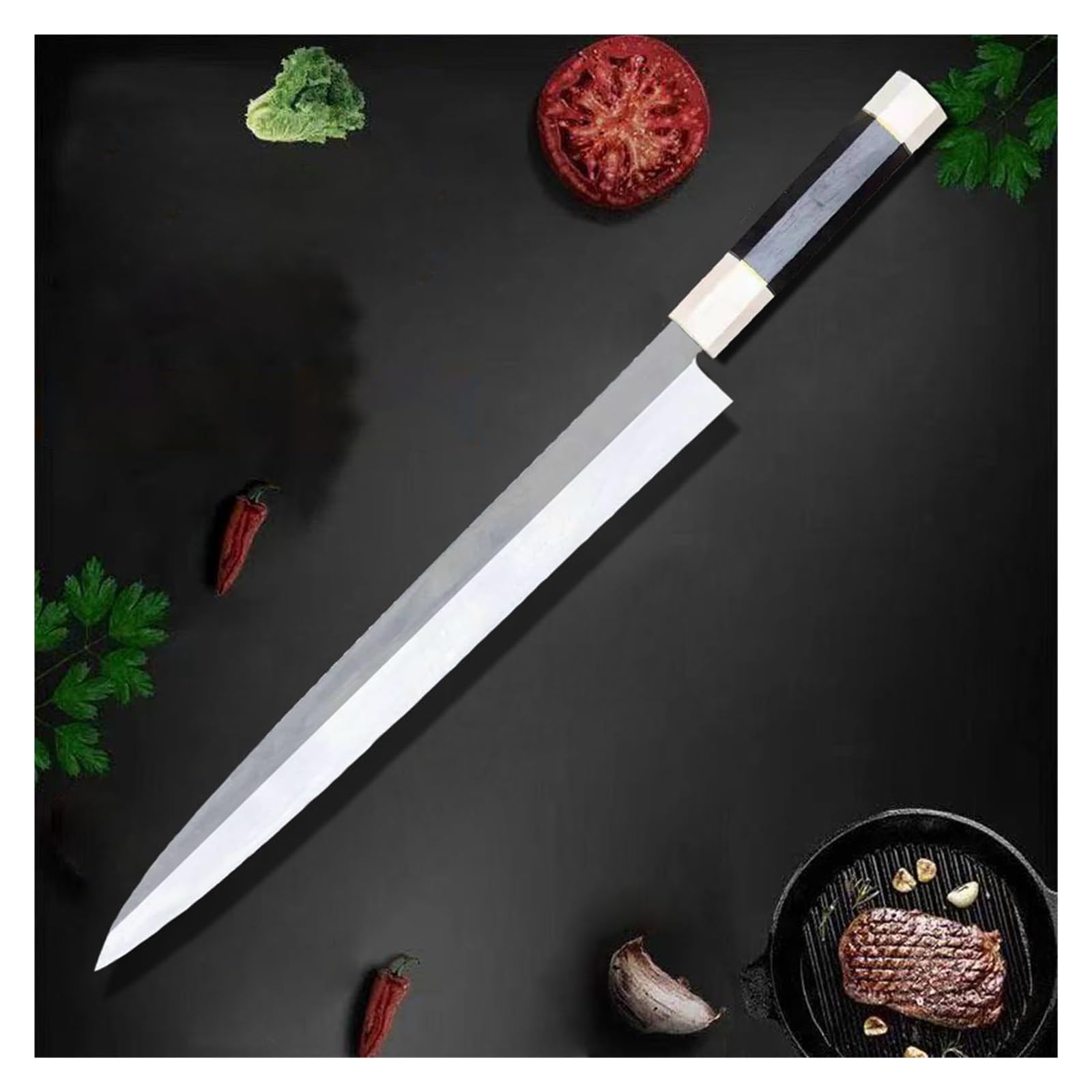 10/11/12 Zoll Sashimi Lanzette Stahl Schneiden Lachs Schinken Schneiden Fisch Messer Küchenmesser Achteckiger Griff