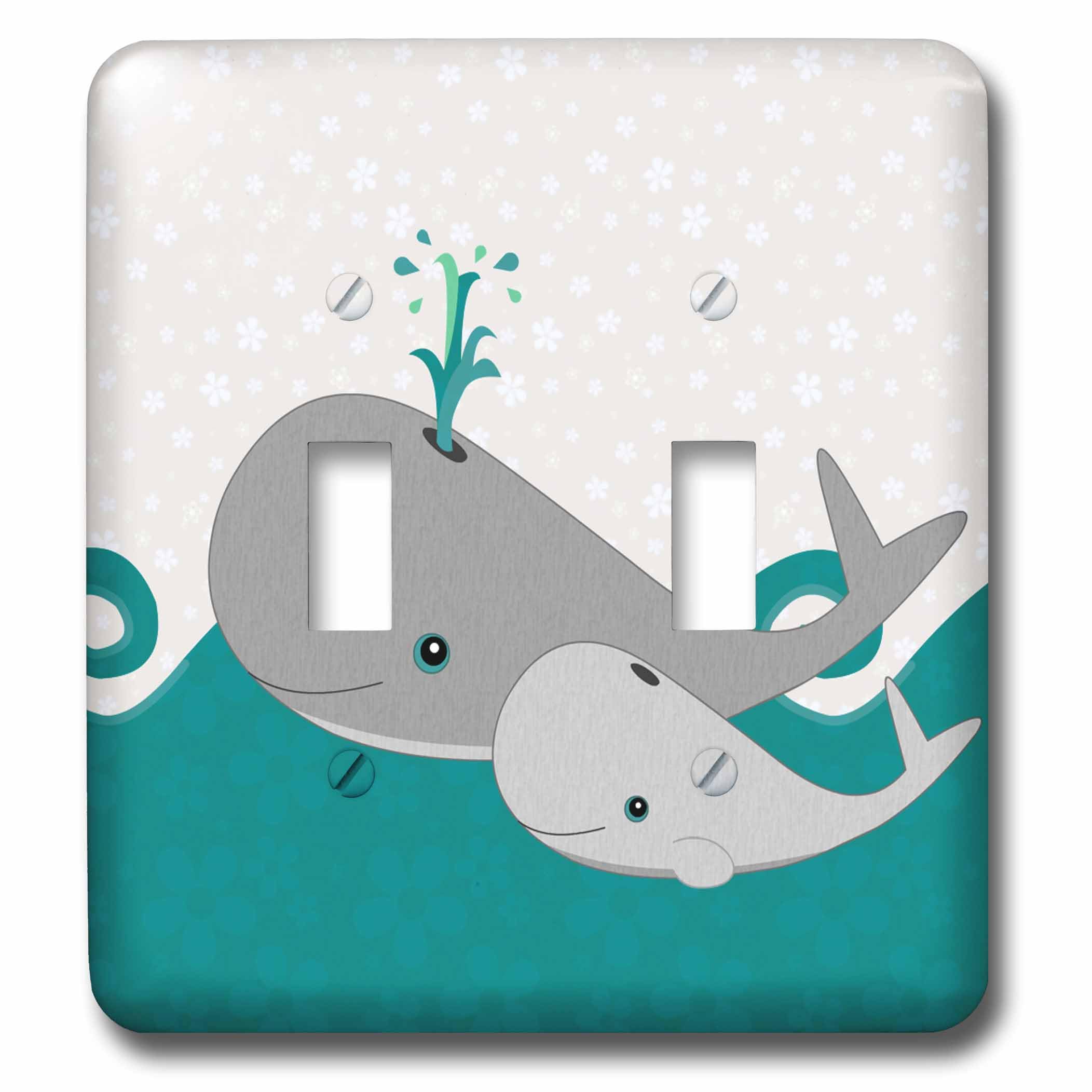 Interruptor doble Cute Whale and Baby de 3dRose para habitación infantil