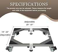Vista 2 de I'Ezonk Soporte de refrigerador móvil de acero inoxidable resistente, soporte para refrigerador y soporte de lavadora con ruedas, plataforma
