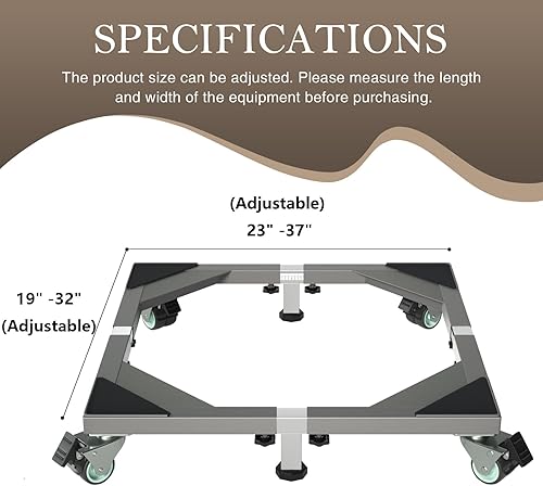 Miniatura 2 de I'Ezonk Soporte de refrigerador móvil de acero inoxidable resistente, soporte para refrigerador y soporte de lavadora con ruedas, plataforma de