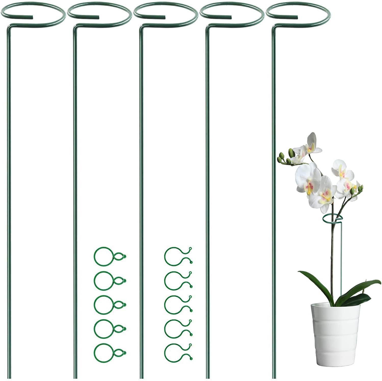 JIALWEN 8 Pack 60cm Plant Support Stakes, Garden Single Stem Metal