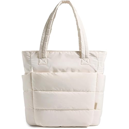 BAGSMART Tote Bag for Women, Lightweight Puffy Tote Bag with Compartments Shoulder Bag Handbag for Travel, Work, Gym | Lightweight, Puffy, Quilted, for Travel, Work