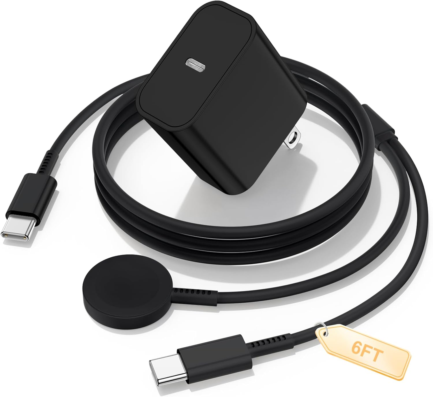 2 in 1 Samsung Watch Charger 6FT& 45W USB-C Super Fast Charger for Galaxy Watch Ultra/8/7/6/5/4/3/Active 2/1 (Pro,Classic) &Samsung Phones S25 S24 S23 S22, Magnetic Smart Watchs Chargering Cable Cord