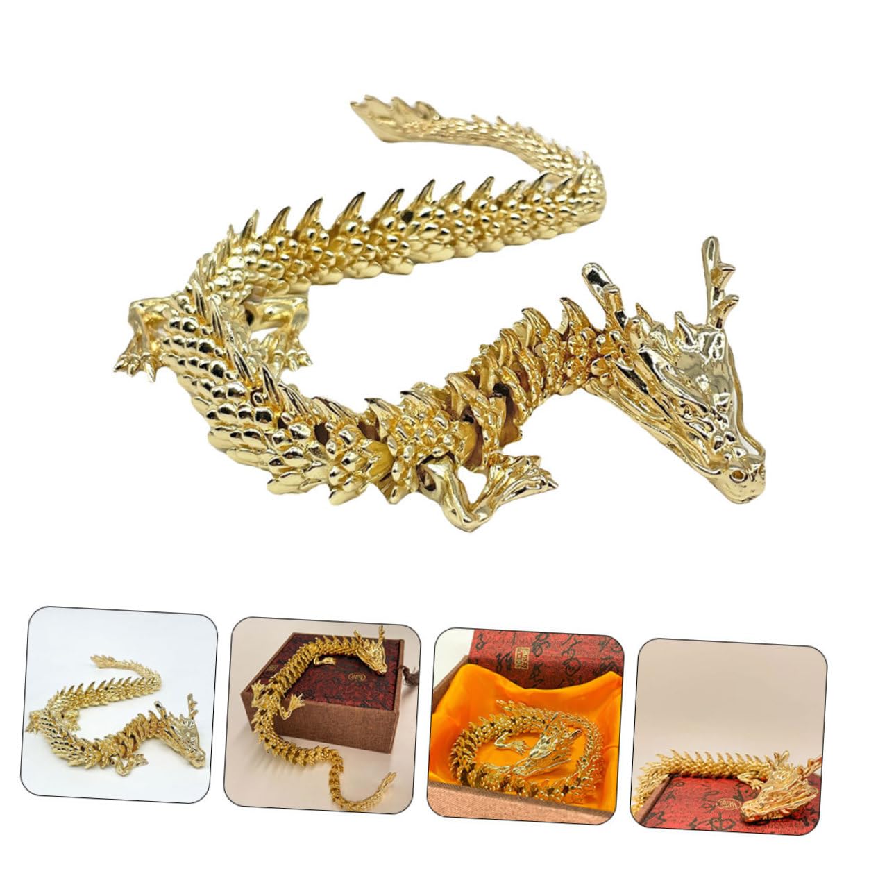 Amazon.co.jp: CIYODO 真鍮製の龍置物 ドラゴン フィギュア ゴールド 1