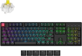 Keychron K10 QMK Wireless Mechanical Keyboard, Full Size 104 Keys Gaming Keyboard with Aluminum Frame, Pre-lubed Super Banana Switch with RGB Backlits for Mac Windows