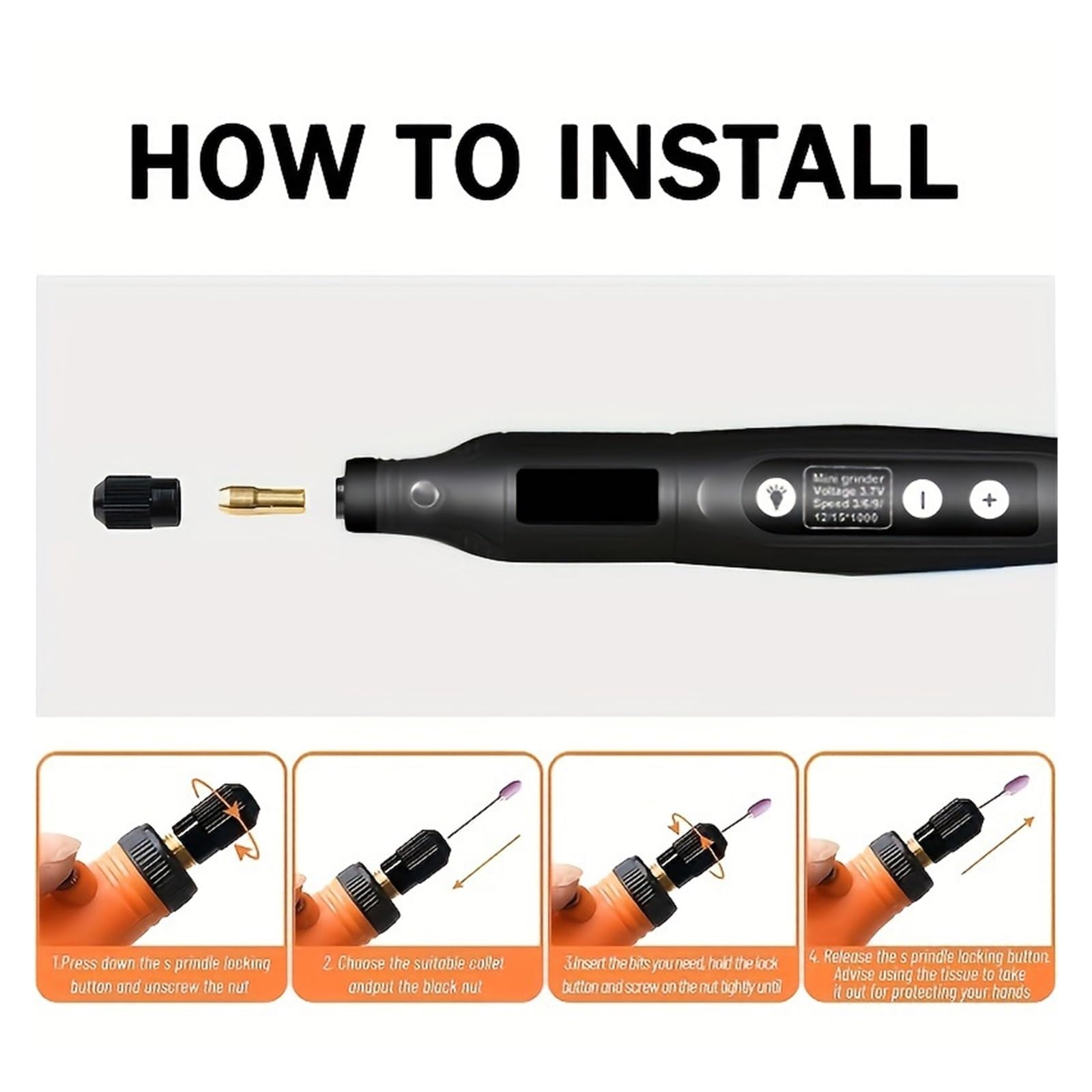 Kit di utensili rotanti senza fili USB Penna for incisione del legno Fai da te for gioielli Mini trapano wireless in metallo e vetro Lucidatura, Incisione(Blue-115pcs)