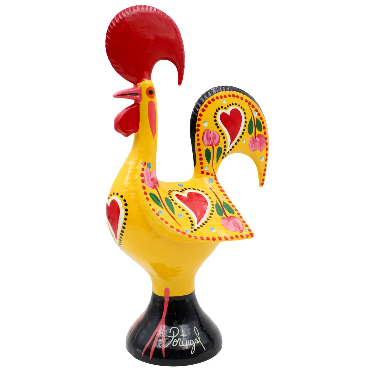 Ibergift 10" Traditional Hand-Painted Portuguese Good Luck Rooster Galo Barcelos Metal Figurine - Made in Portugal, Symbol of Good Luck & Prosperity -