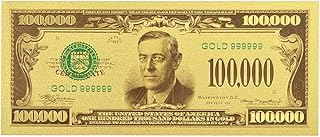blinkee One Hundred Thousand US Dollars 24K Gold Plated Collectible Fake Banknotes for Decoration