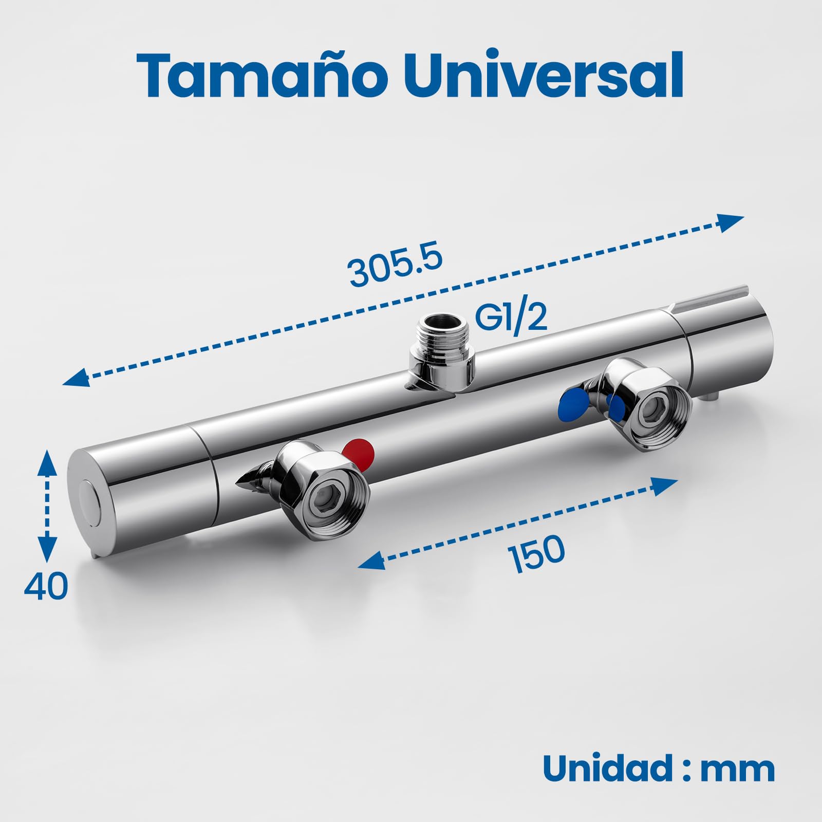 Auralum Grifo de Ducha Termostático con Bloqueo de Seguridad 38°C, Mezclador Antical y Protección Antiquemaduras, Cartucho Termostático, Cromo