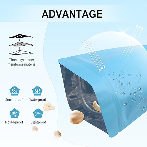 Miniatura 4 de ODDIER 120 bolsas de Mylar a prueba de olores de 5.5 x 7.8 pulgadas, para el almacenamiento de alimentos, bolsas resellables de Mylar resistentes a