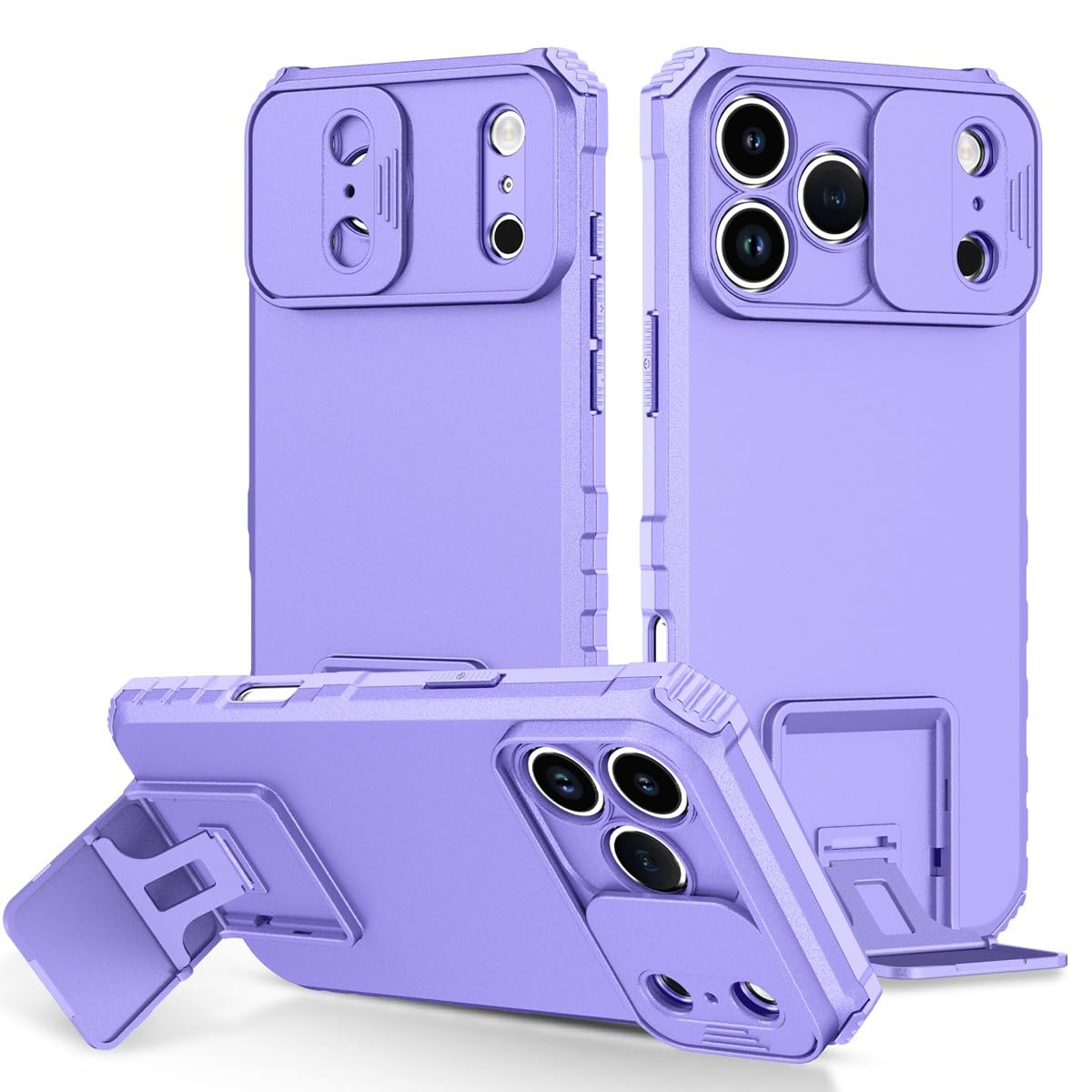 Coque silicone compatible iPhone 13 violet rigide avec support - 8