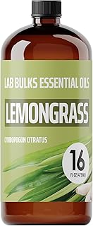Lab Bulks Essential Oils - Lemongrass Essential Oil 16 oz (473 ml) for Diffusers, Home Care, Candles, Hair, Lemongrass Oil...